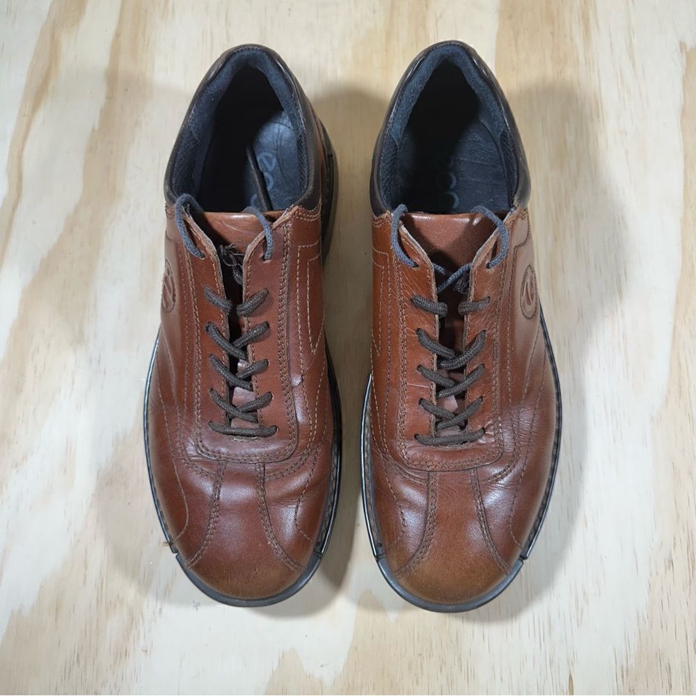 Ecco Brown Leather Lace Up Shoes Men’s Size 8/8.5 - Picture 2 of 10